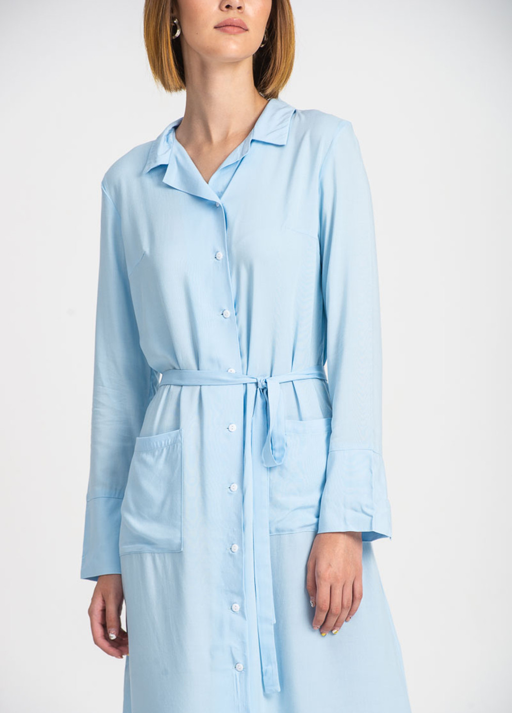Голубое кэжуал платье рубашка Vovk однотонное