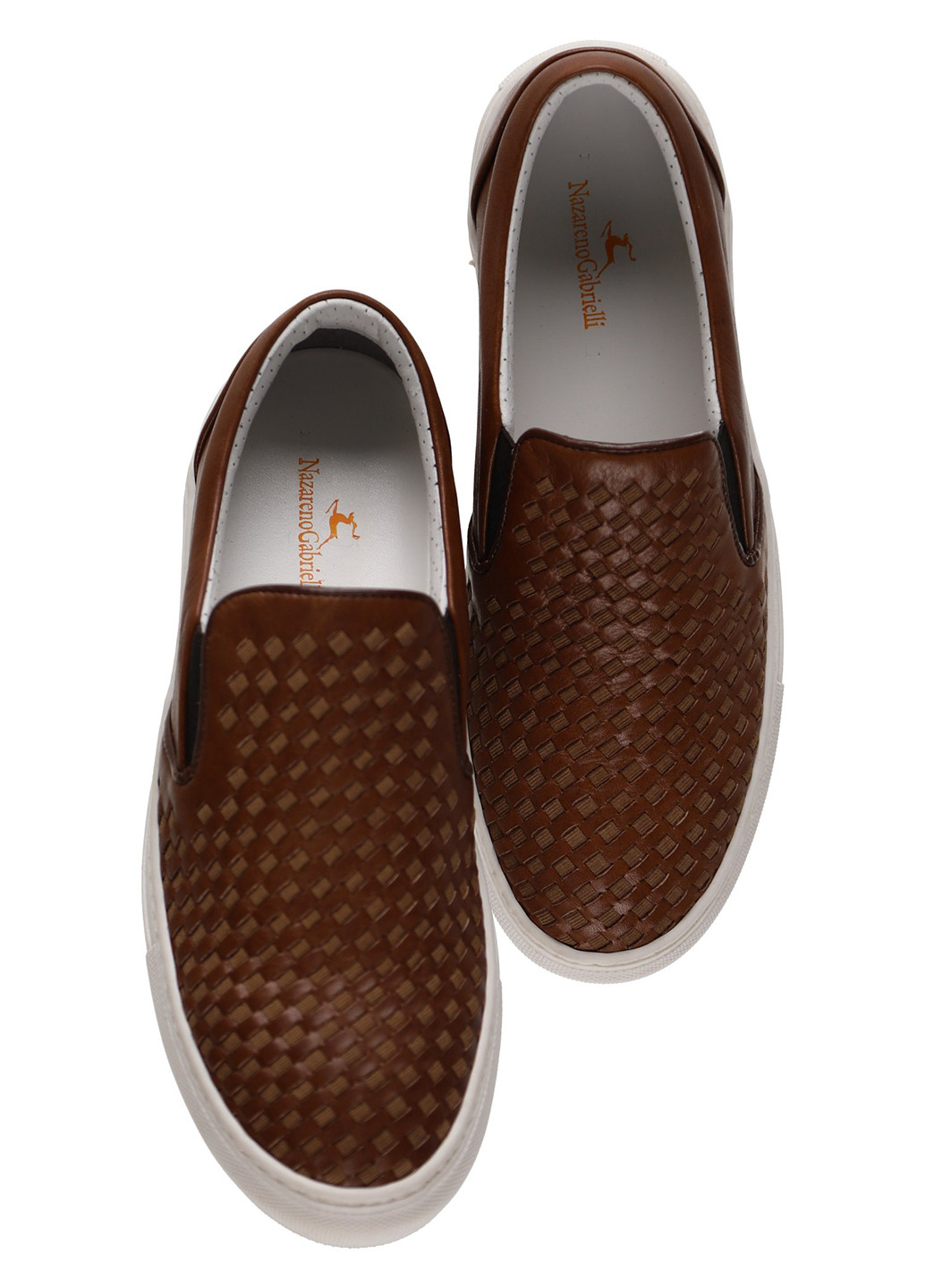 Коричневые туфли Nazarenogabrielli плетение, с логотипом, с тиснением