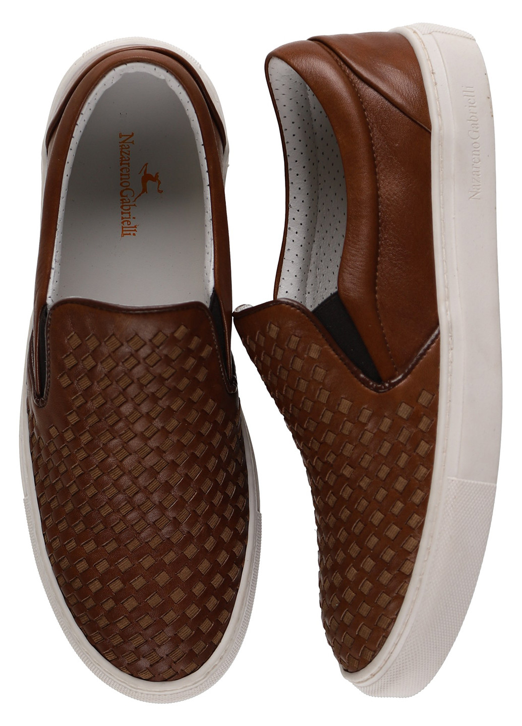Коричневые туфли Nazarenogabrielli плетение, с логотипом, с тиснением
