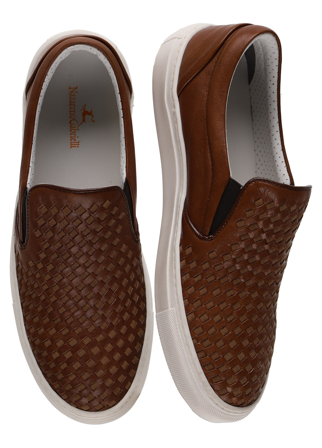 Коричневые туфли Nazarenogabrielli плетение, с логотипом, с тиснением