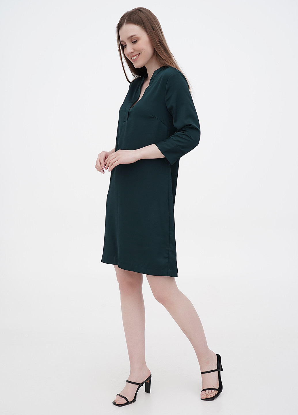 Темно-зеленое кэжуал сукня а-силуэт H&M однотонное