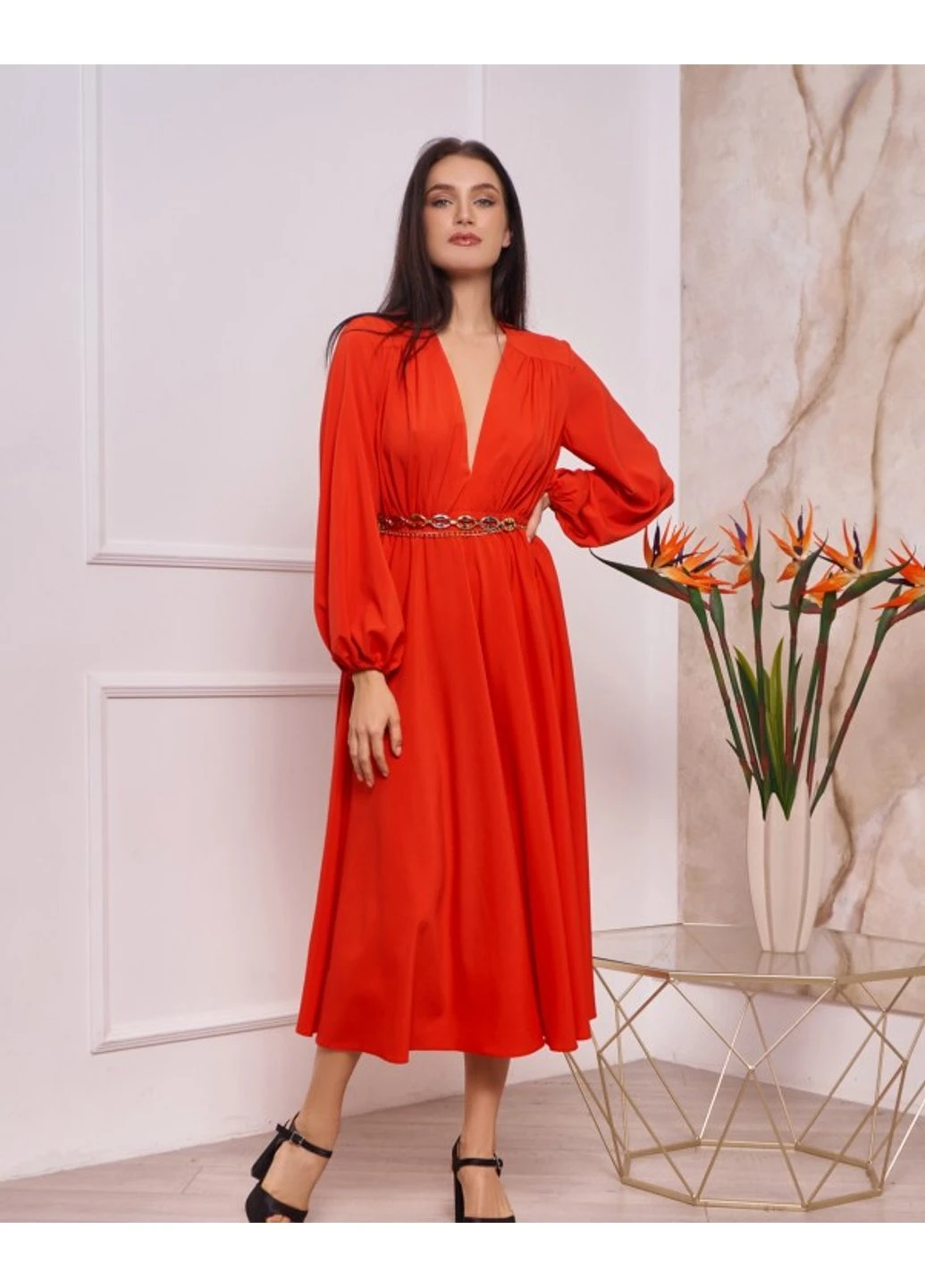 Красное повседневный платье 12539 s синий ISSA PLUS однотонное