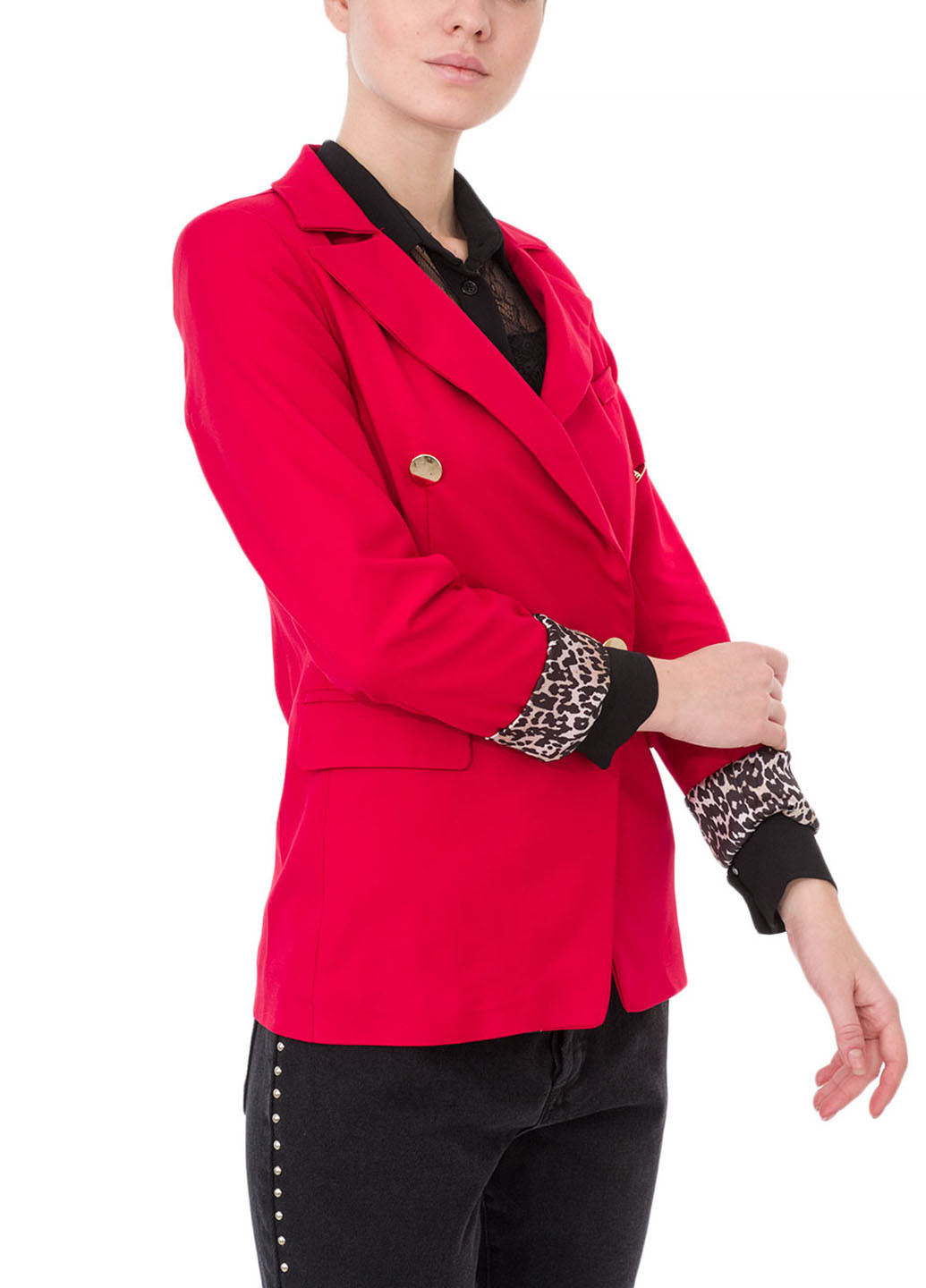 Красный женский жакет Miss Miss однотонный - демисезонный