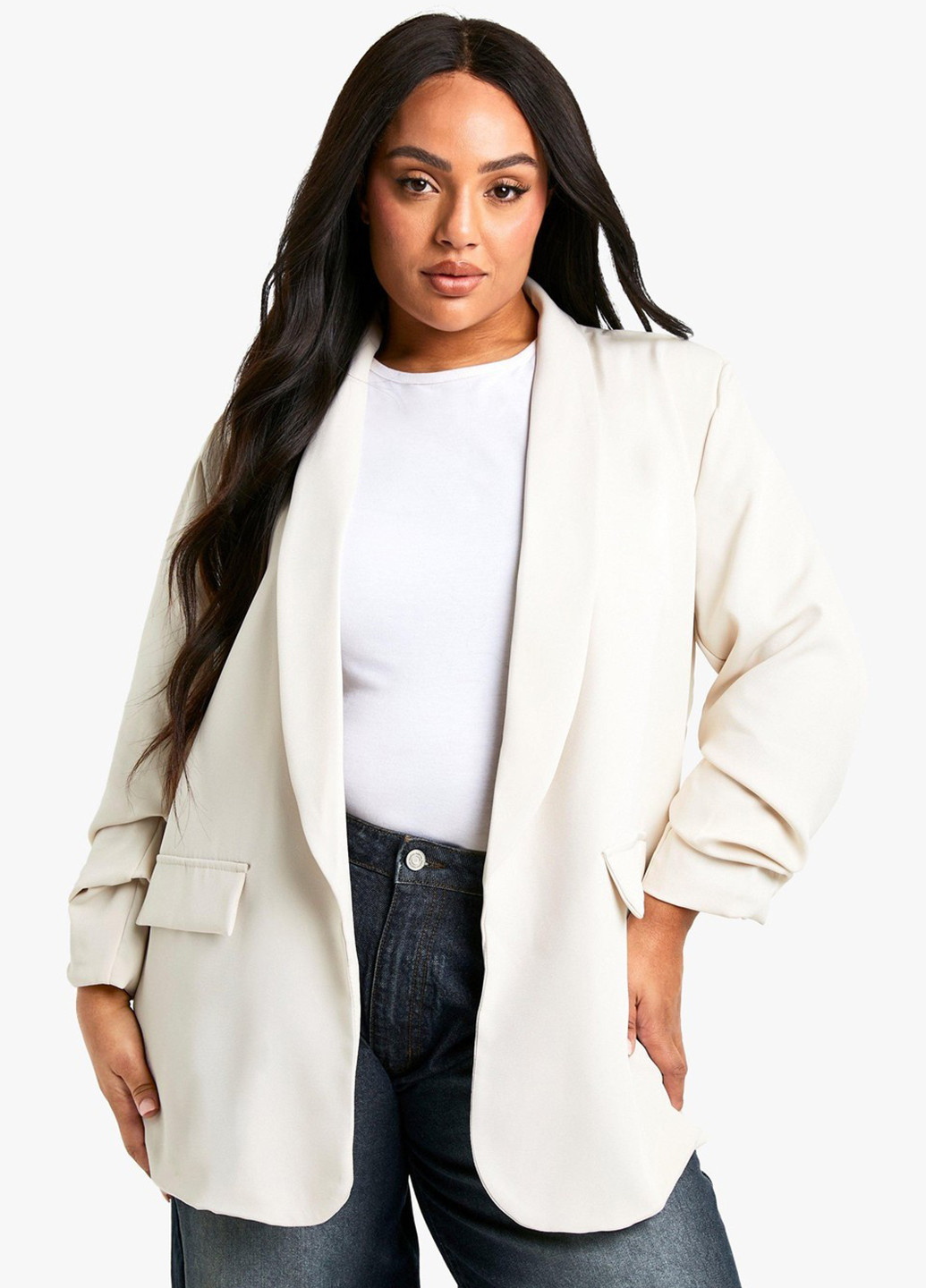 Молочный женский жакет Boohoo однотонный - демисезонный