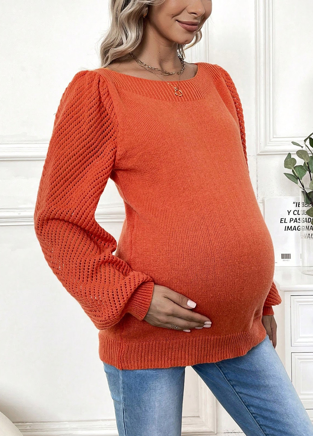 Оранжевый демисезонный джемпер для беременных джемпер SHEIN