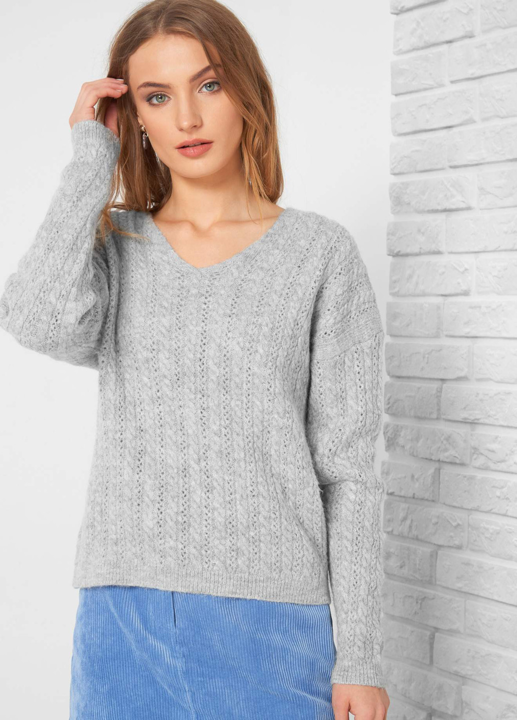 Светло-серый демисезонный пуловер пуловер Orsay