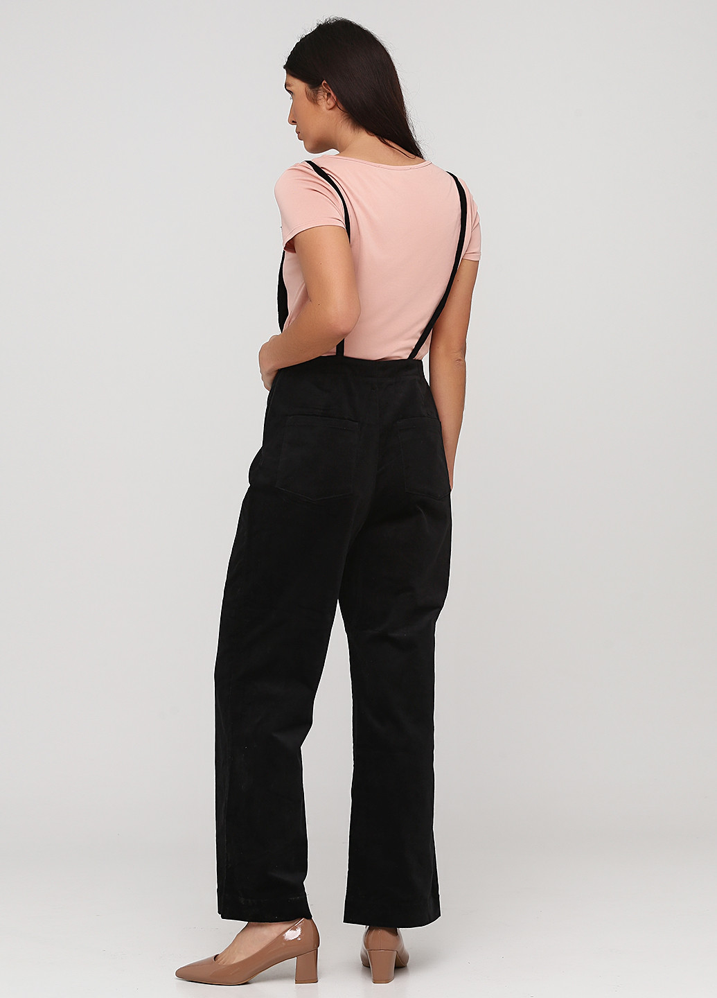 Комбинезон H&M комбинезон-брюки однотонный чёрный кэжуал велюр, хлопок