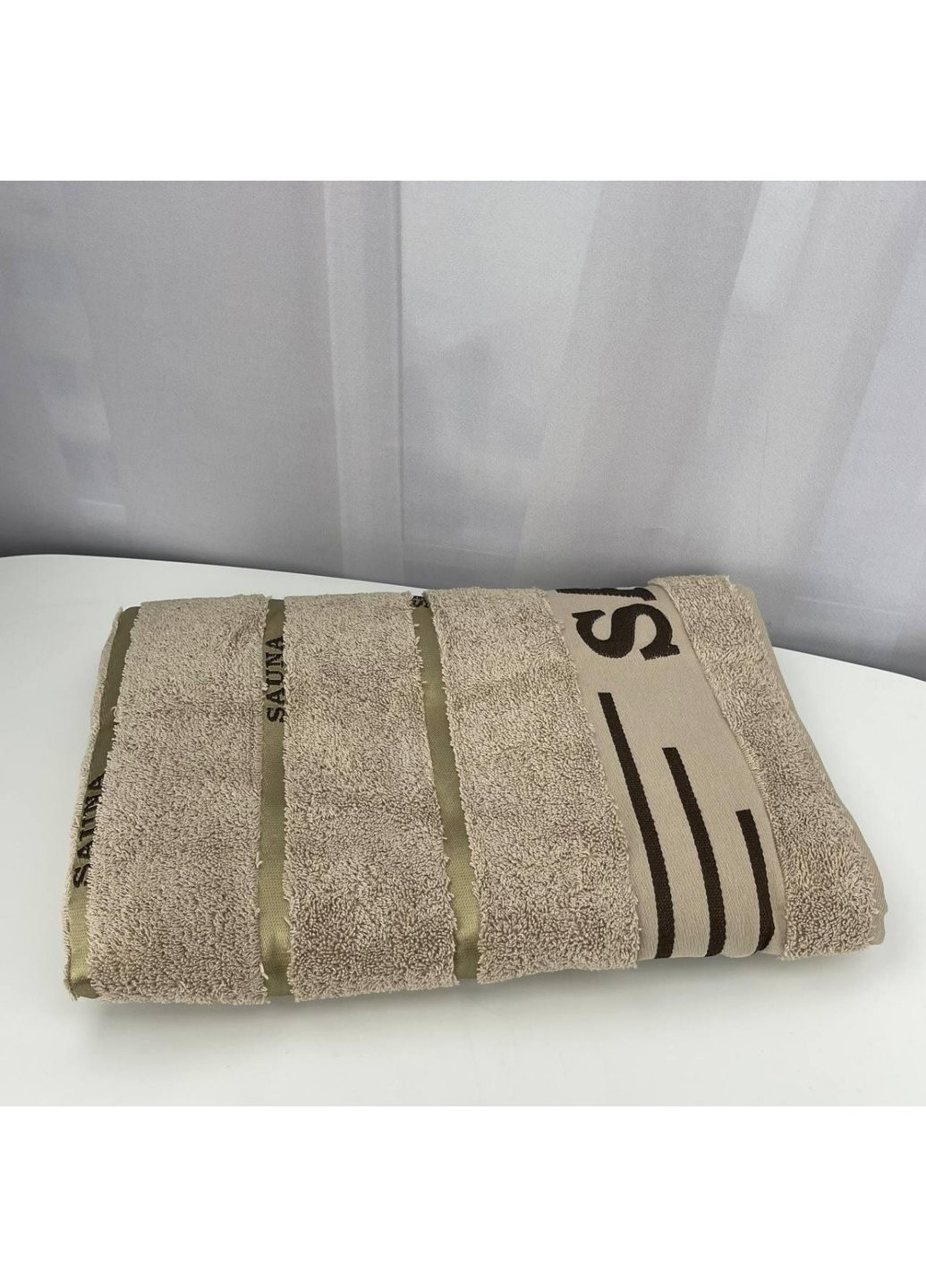 Cestepe полотенце для сауны махровое sauna турция 6339 бежевое 90х165 см комбинированный производство - Турция
