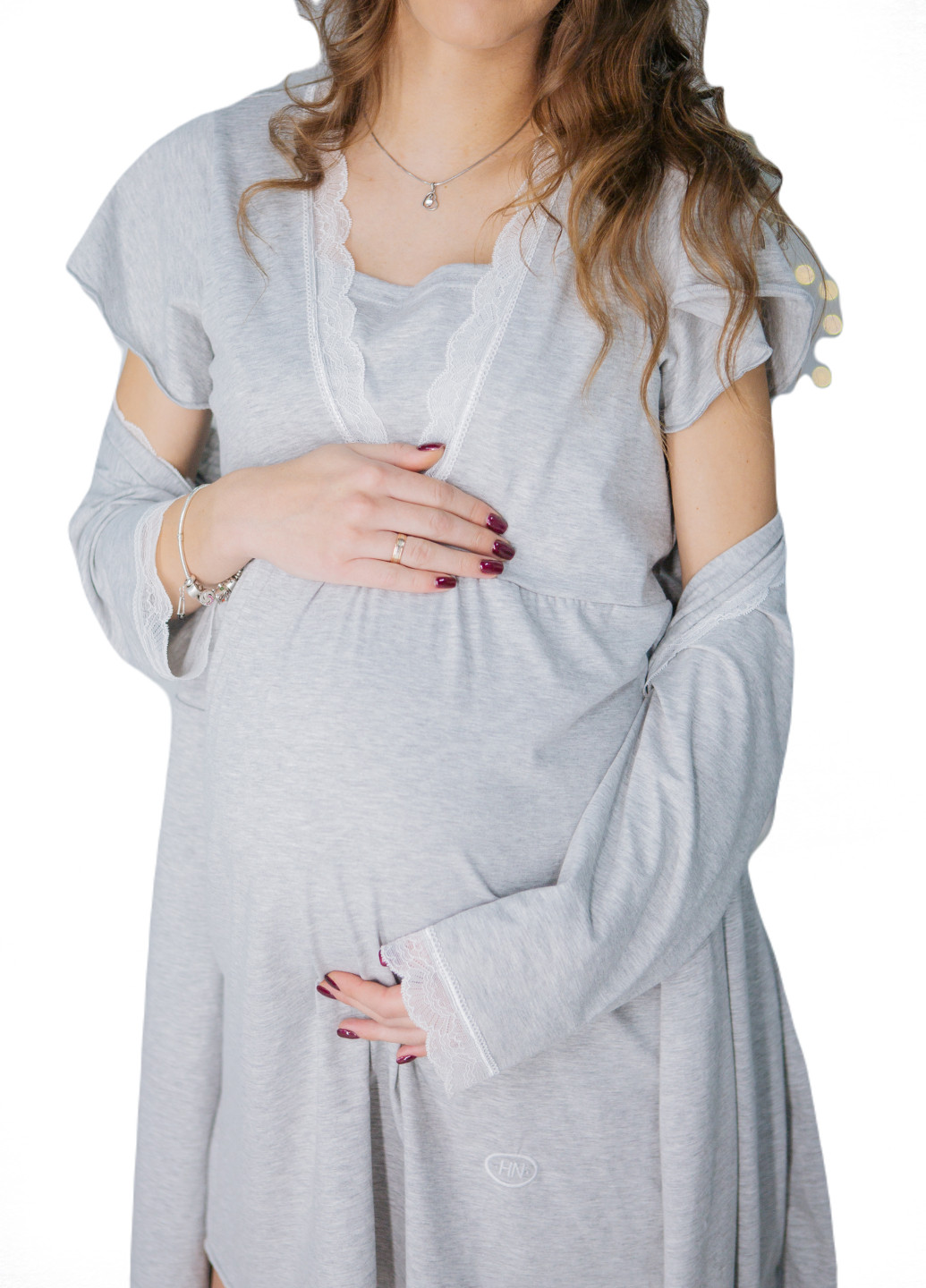 65016401(99)03 Комплект ночная рубашка + халат для беременных и кормящих Серый HN ярина (223423953)