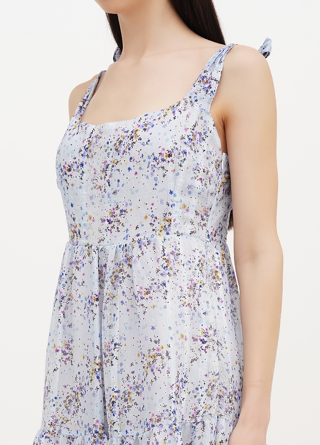 Светло-голубое кэжуал платье клеш Babylon с цветочным принтом