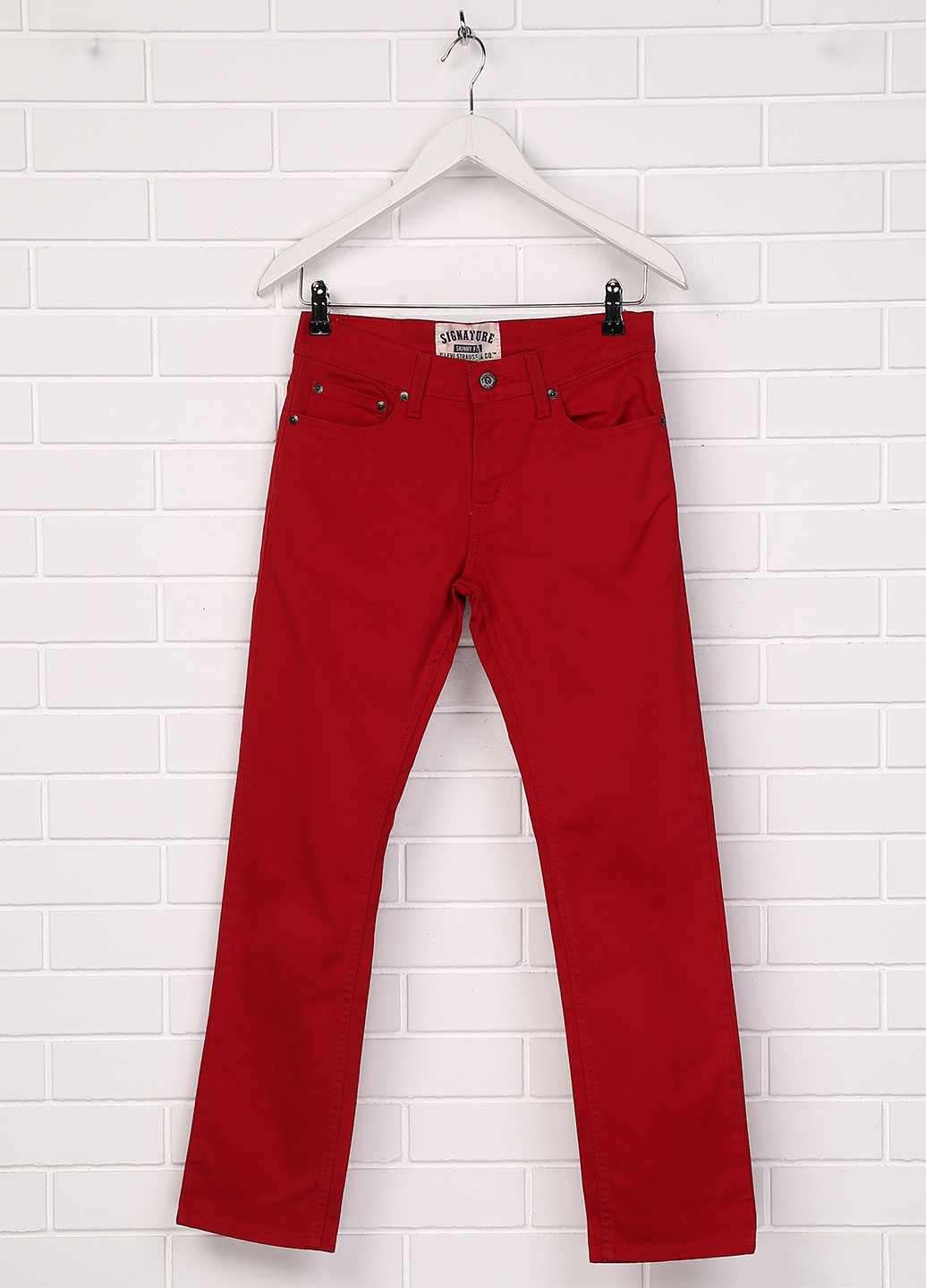 Красные демисезонные скинни джинсы Signature