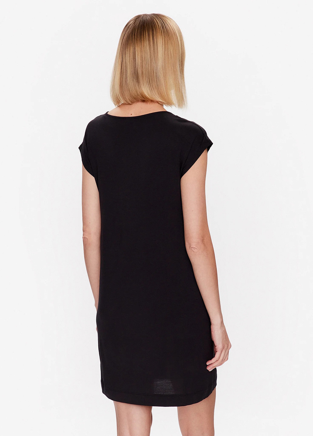 Чорна домашній сукня сукня-футболка Emporio Armani з логотипом