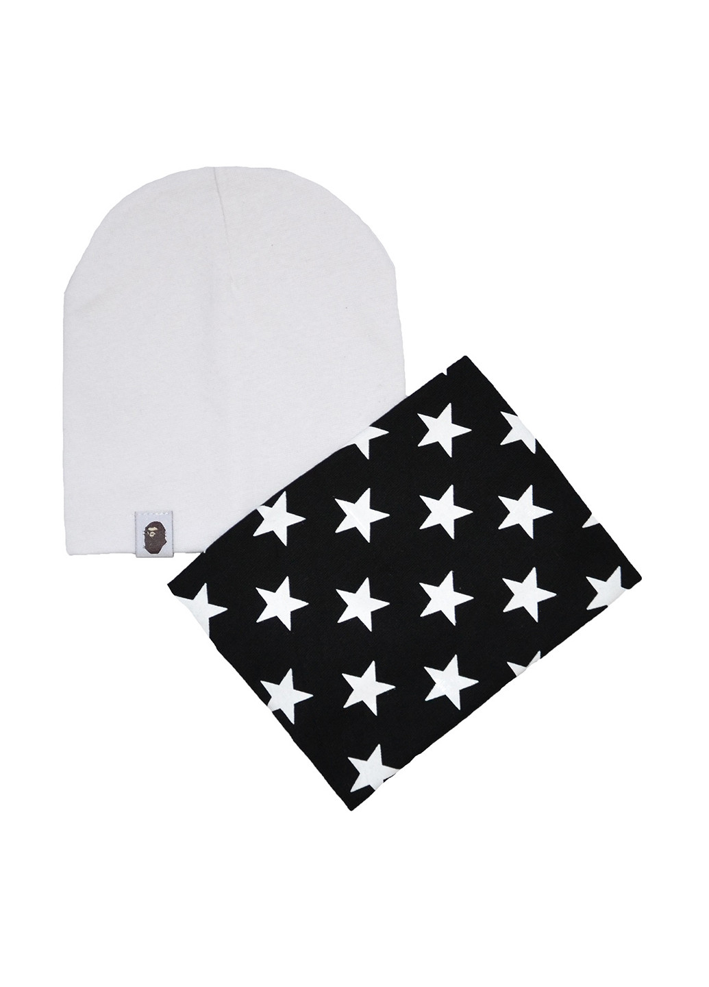 Черно-белый демисезонный комплект (шапка и шарф-снуд) Sweet Hats