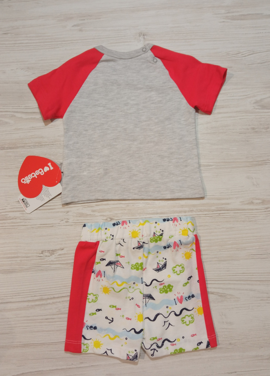 Коралловый летний костюм для мальчика лето, футболка +шорты Bebetto