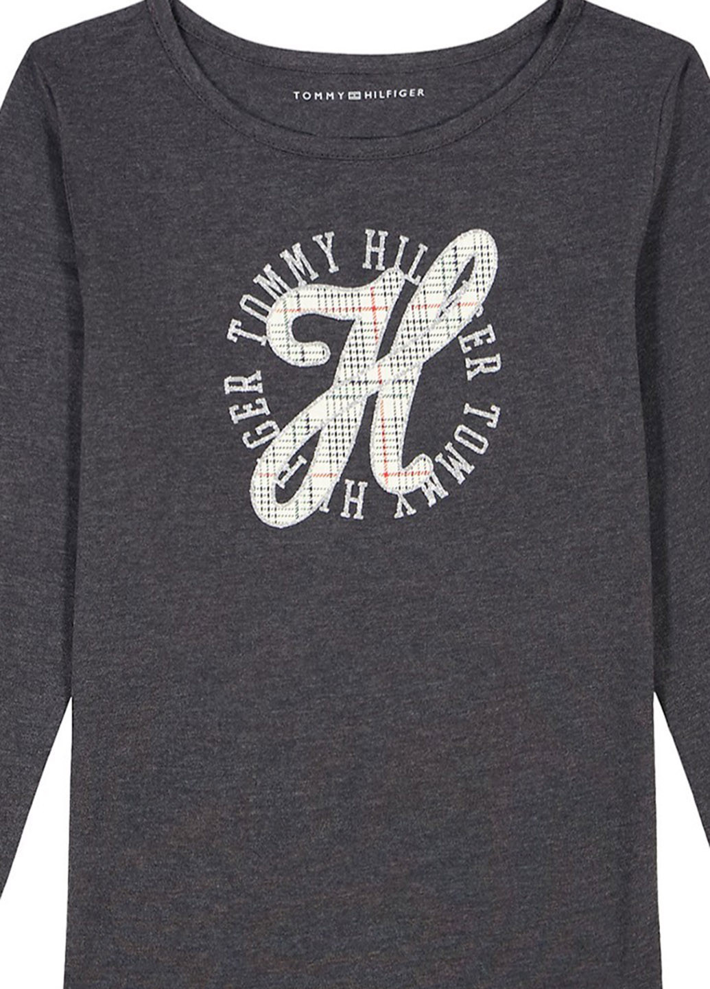 Серый демисезонный кэжуал лонгслив Tommy Hilfiger с логотипом