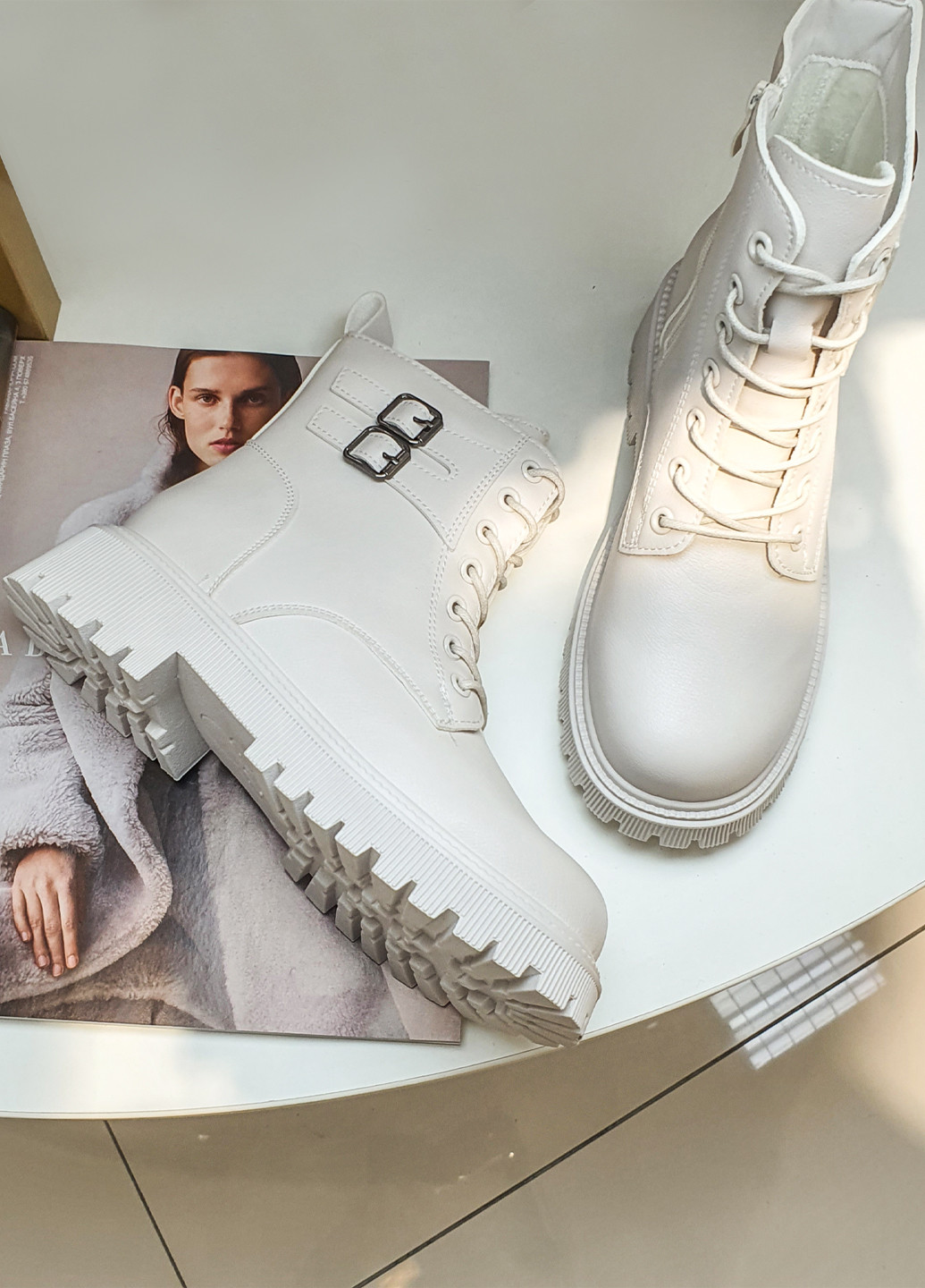 Жіночі черевики з еко шкіри білі демісезонні Fashion Ботинки (251444249)