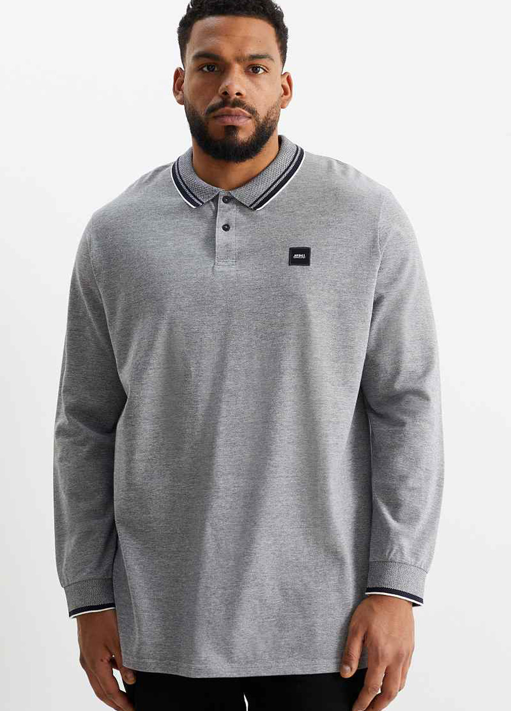 Серая футболка-поло для мужчин C&A меланжевая