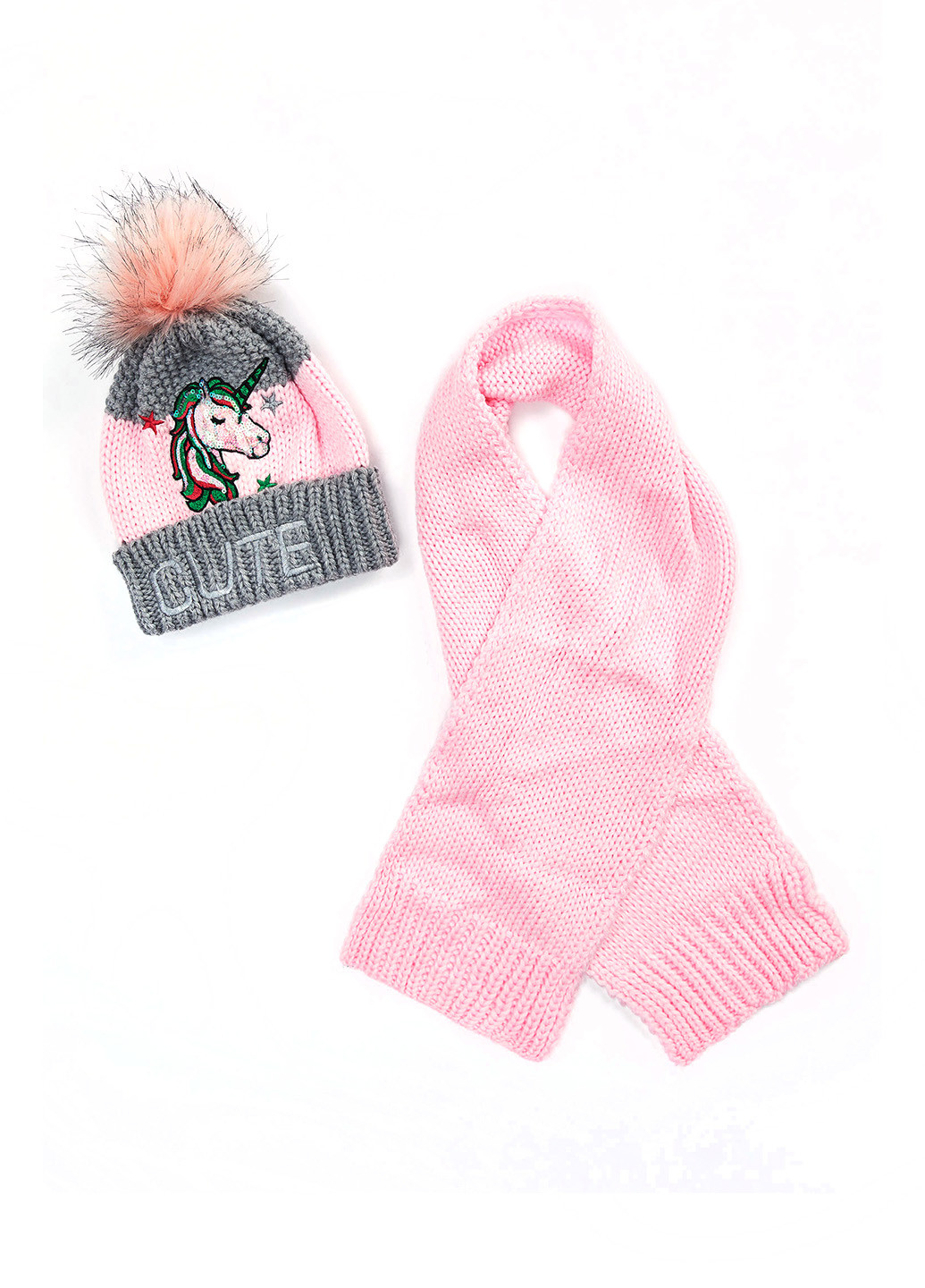 Шарф DeFacto шапка + шарф рожеві кежуали акрил