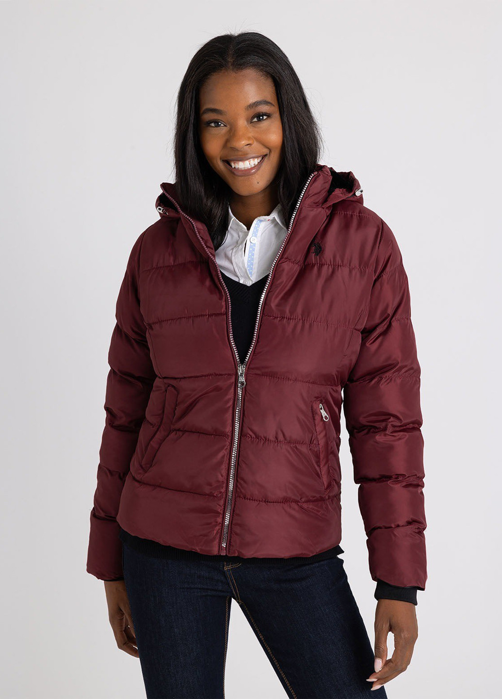 Бордовая демисезонная куртка U.S. Polo Assn.