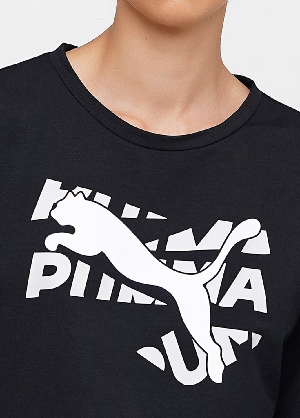 Свитшот Puma - Прямой крой надпись черный спортивный полиэстер - (206019841)