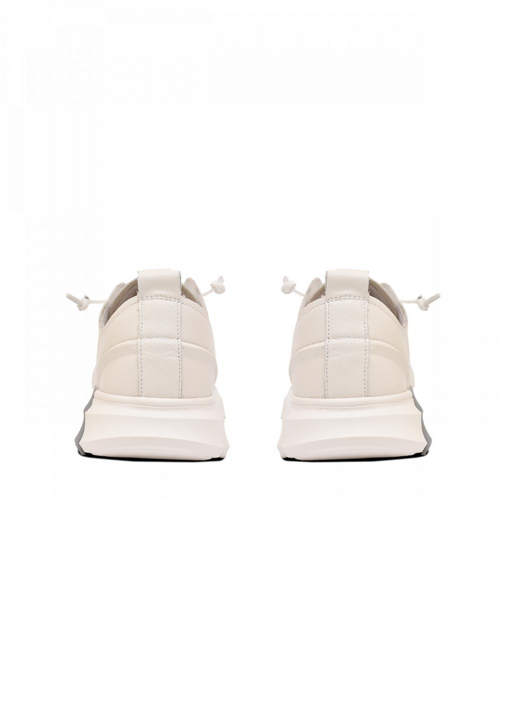 Белые демисезонные кроссовки кожаные мужские 01825w No Brand