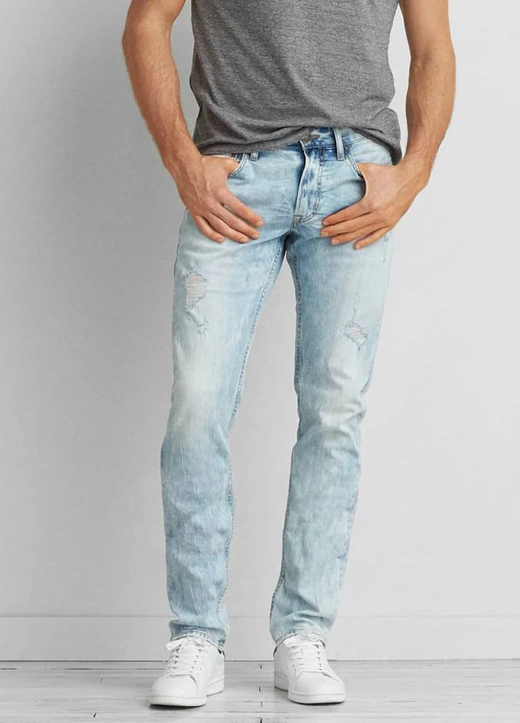 Голубые демисезонные прямые джинсы American Eagle