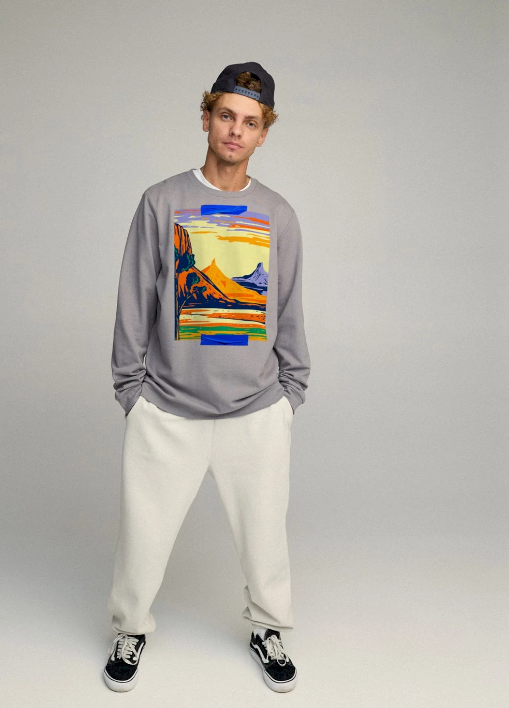 Серый свитшот мужской oversize /no flis/ YAPPI (252259373)