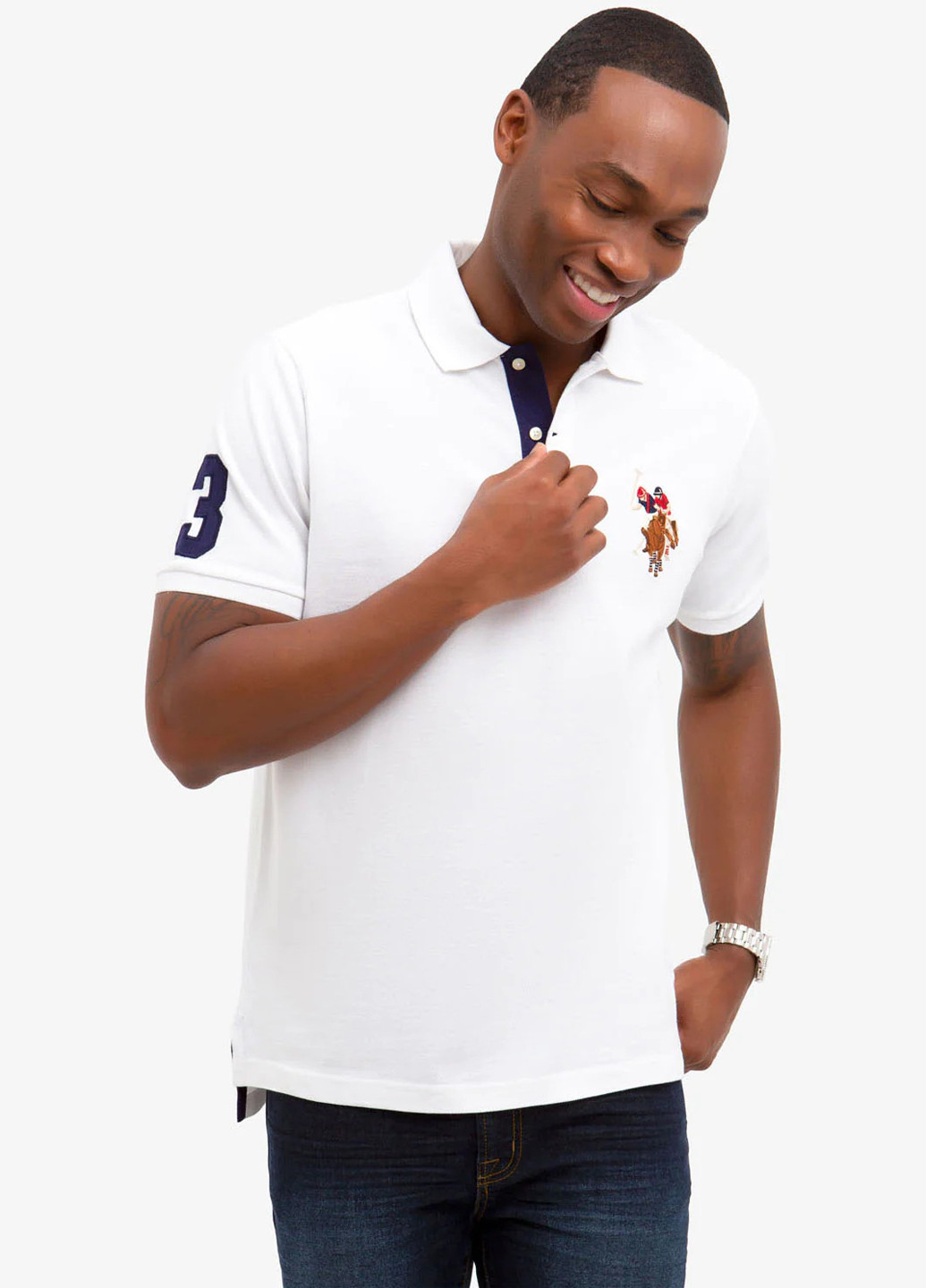 Белая футболка-поло для мужчин U.S. Polo Assn. однотонная