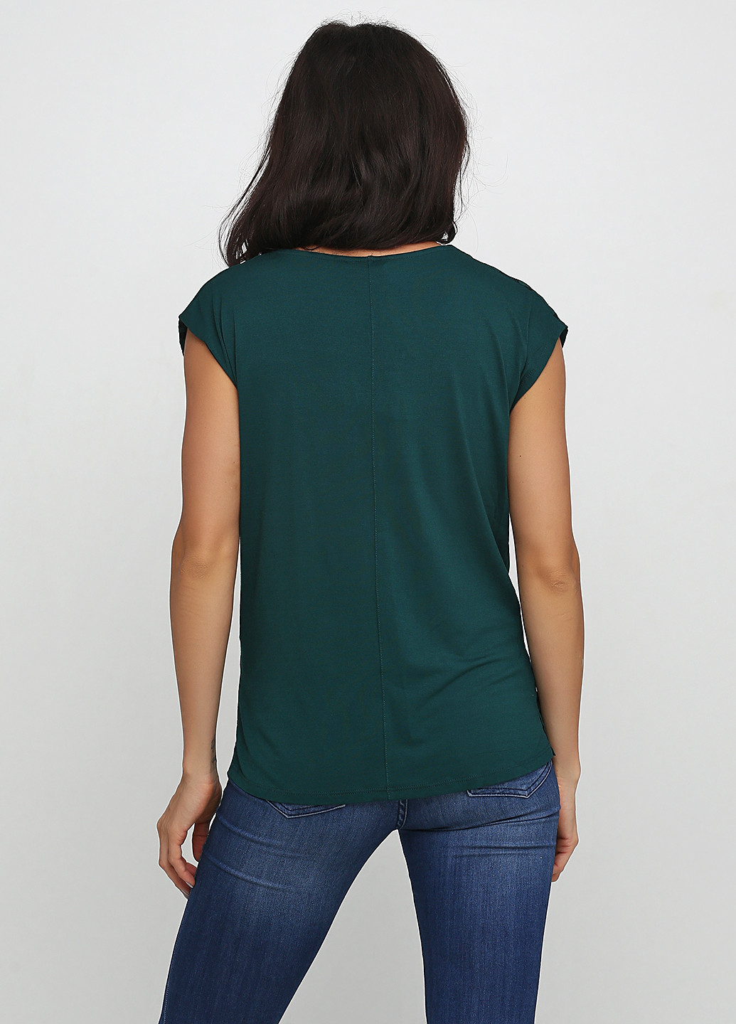 Темно-зеленая летняя футболка Camaieu