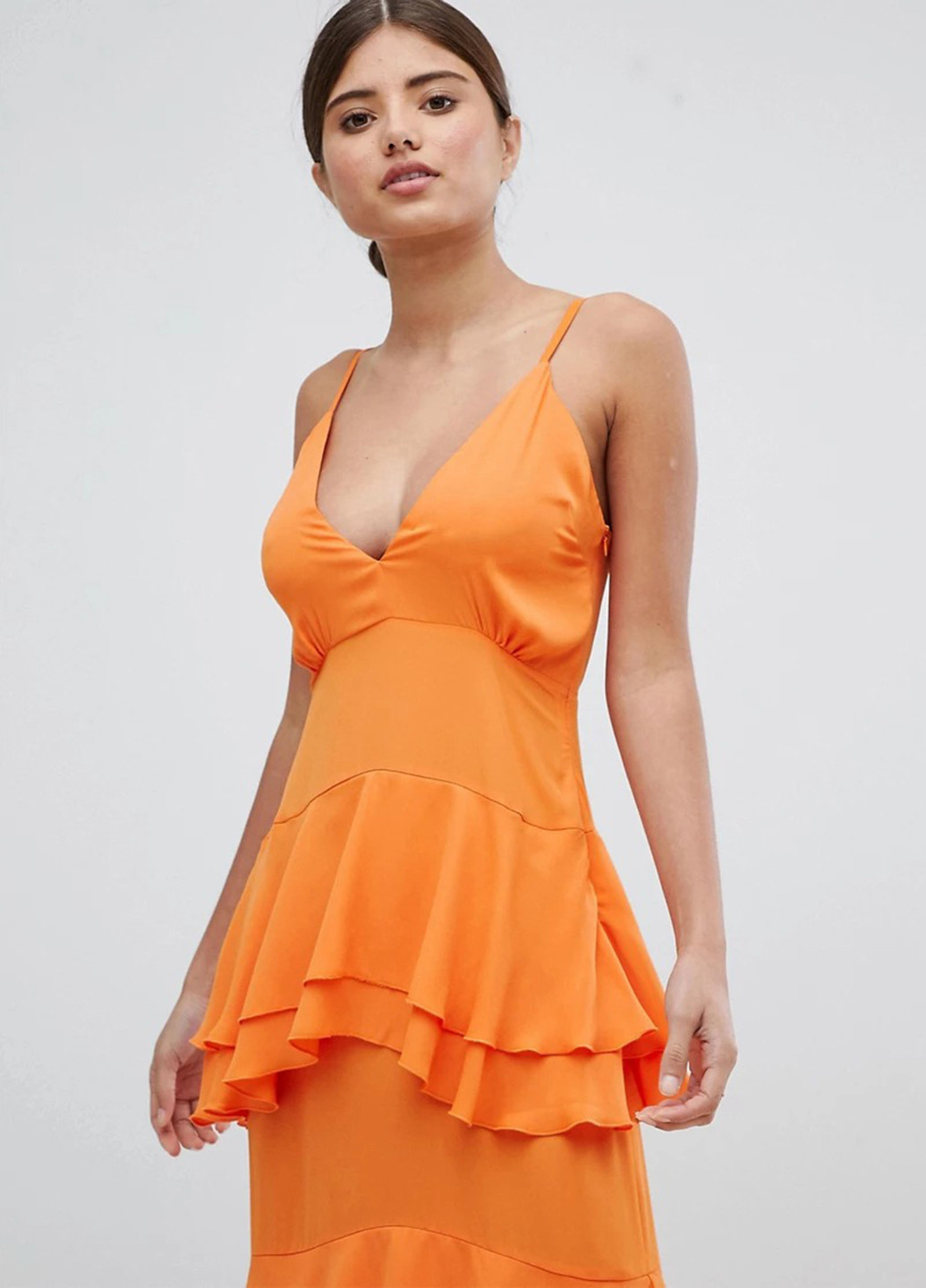 Оранжевое вечернее платье Missguided однотонное