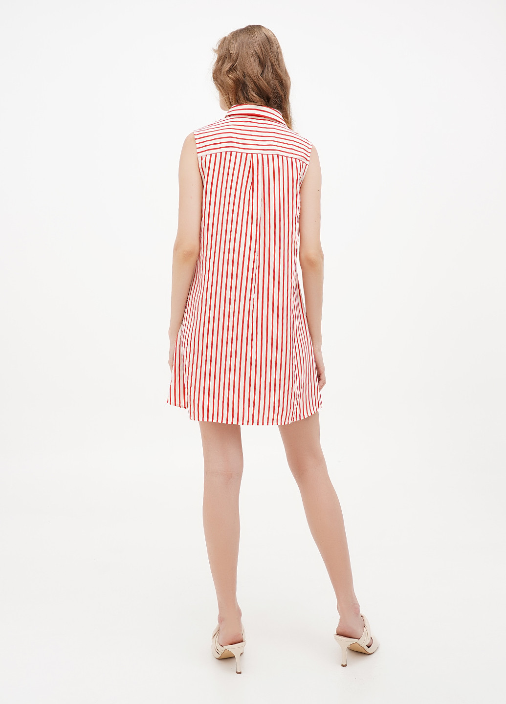 Красное кэжуал платье рубашка Terranova в полоску