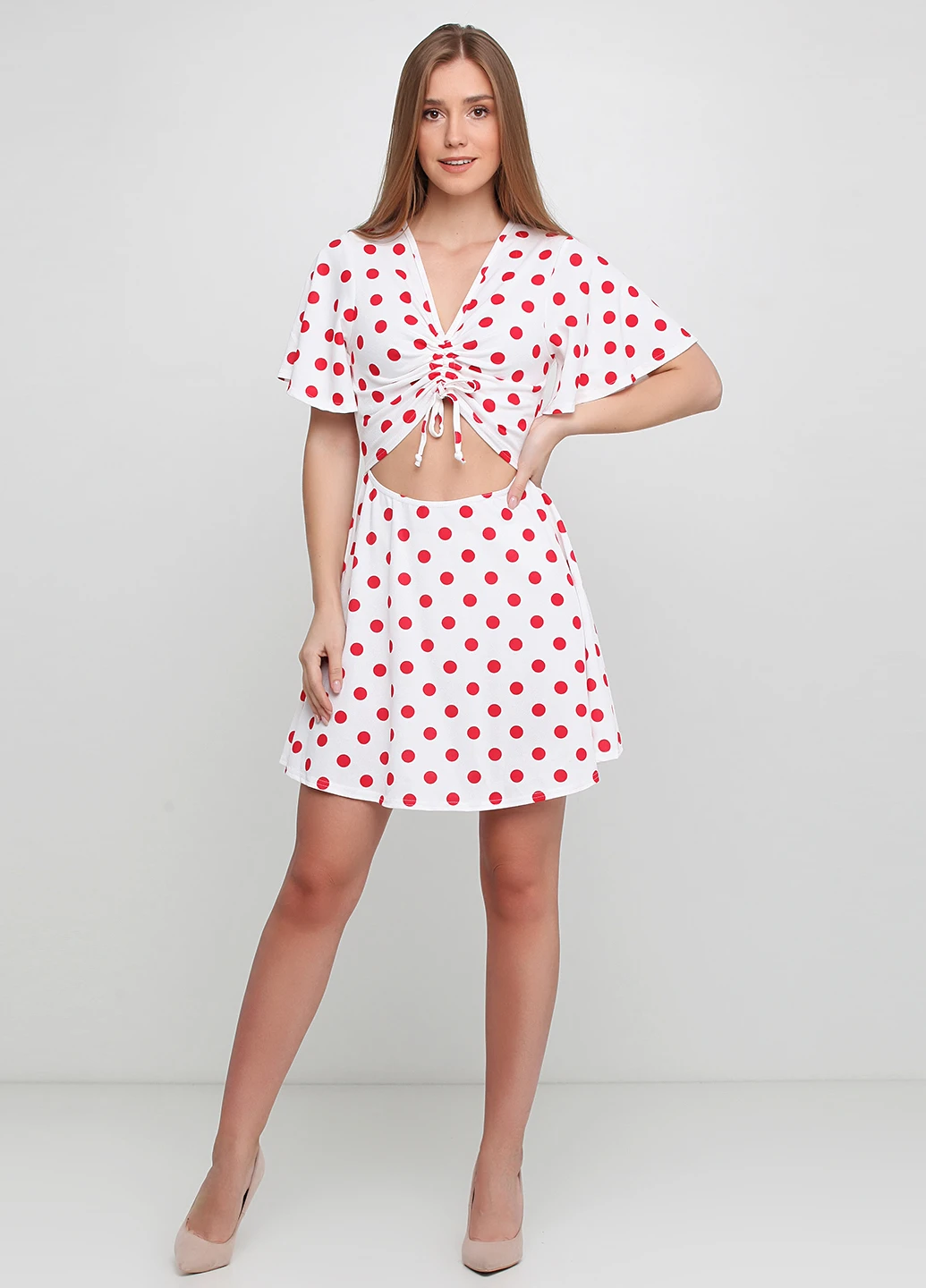 Білий кежуал сукня кльош PrettyLittleThing в горошок