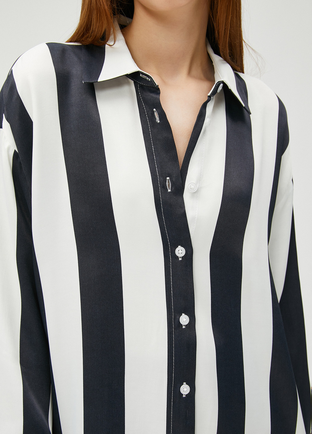 Черно-белая кэжуал рубашка в полоску KOTON