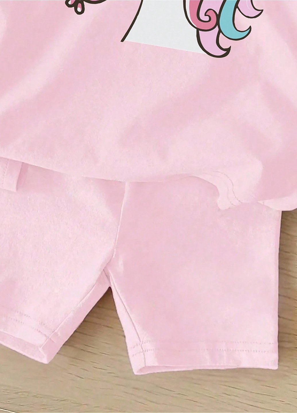 Світло-рожевий літній костюм (футболка, шорти) SHEIN