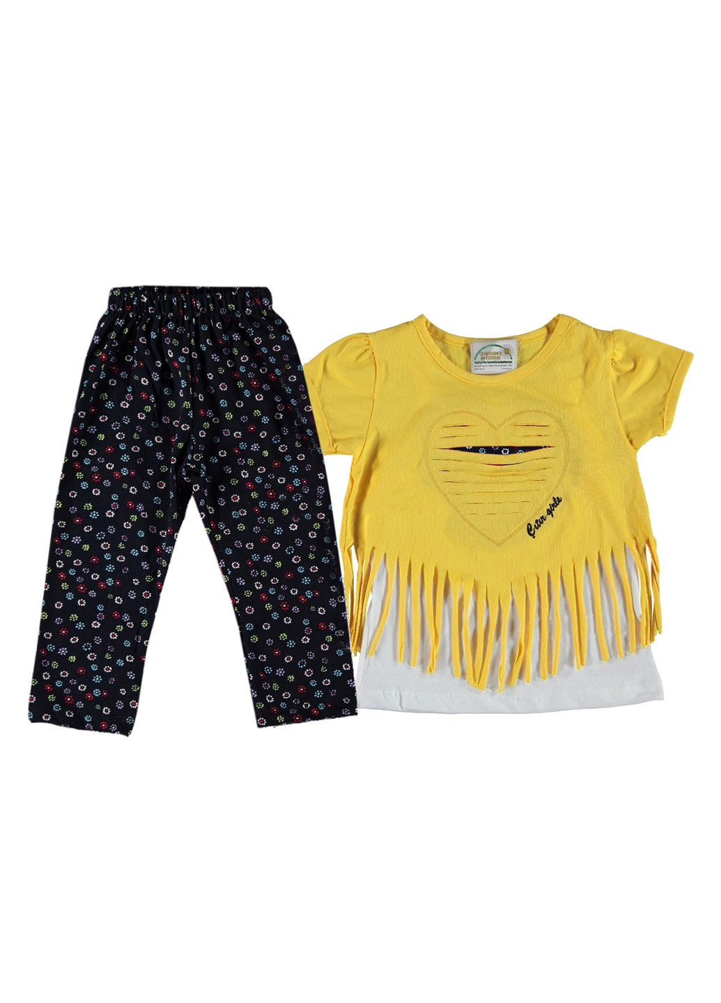 Жовтий літній комплект (майка, футболка, легінси) Citir