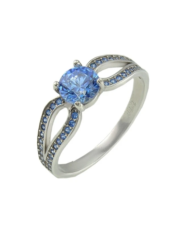 Серебряное кольцо с синими камнями Swarovski Катрина UMAX (245360094)