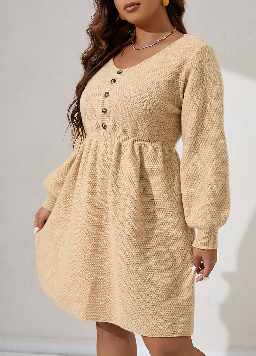 Бежева кежуал сукня сукня светр SHEIN однотонна
