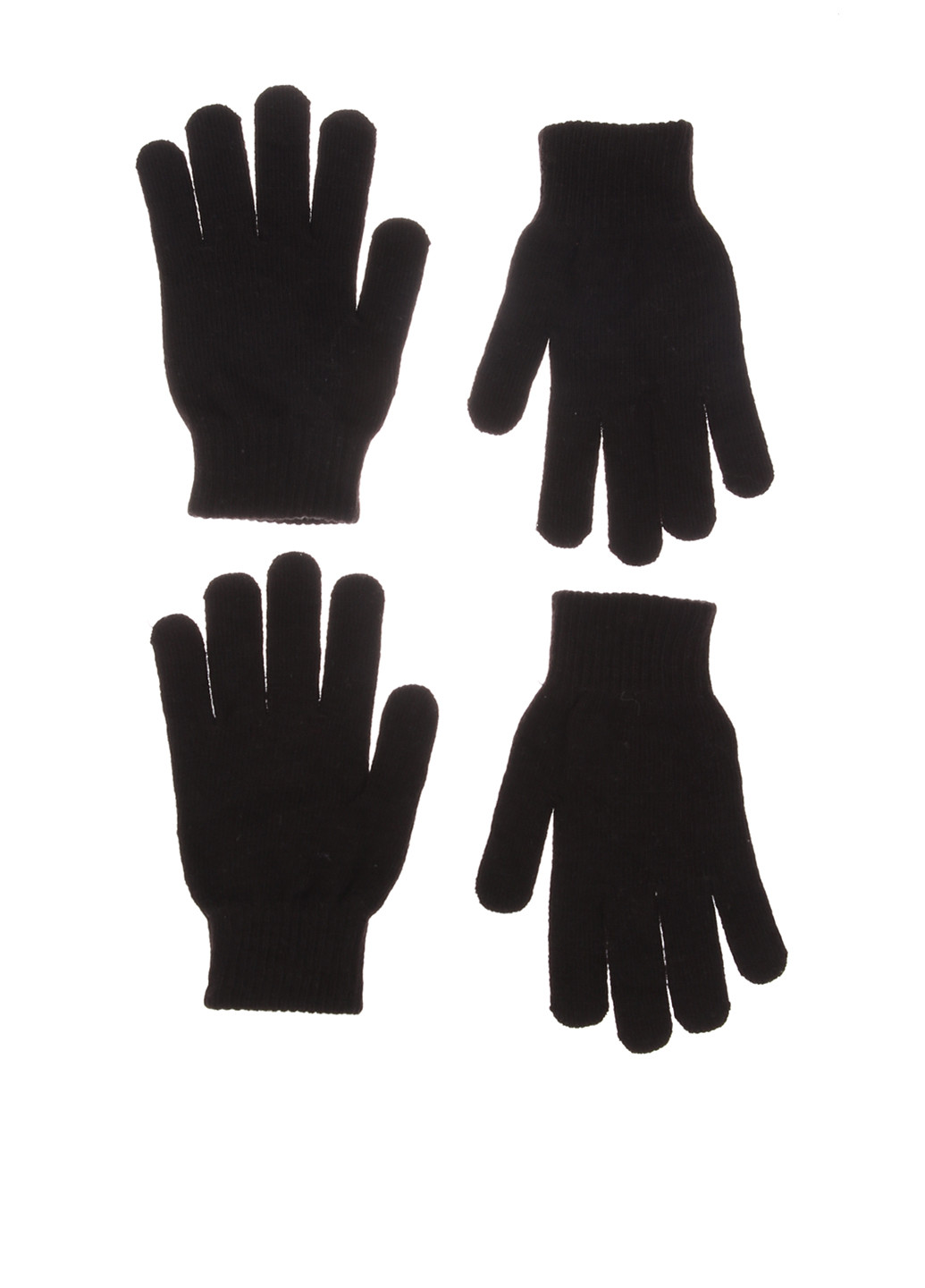 Перчатки (2 пары) H&M однотонные чёрные кэжуалы акрил