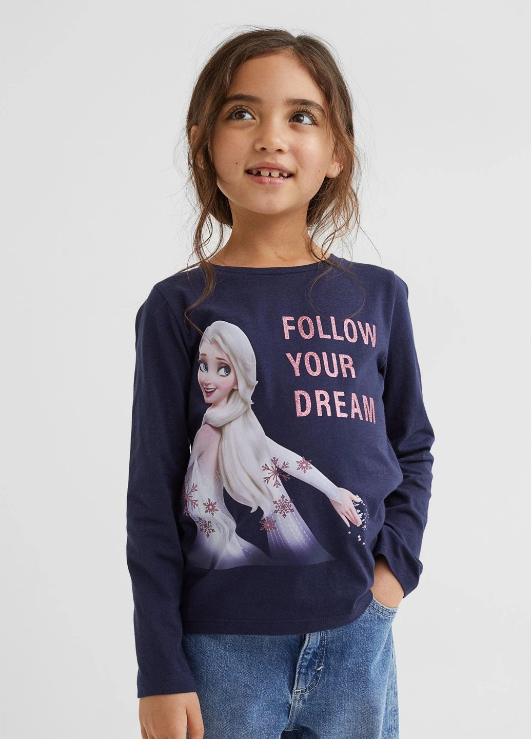Лонгслів,темно-синій з принтом, H&M (256668481)