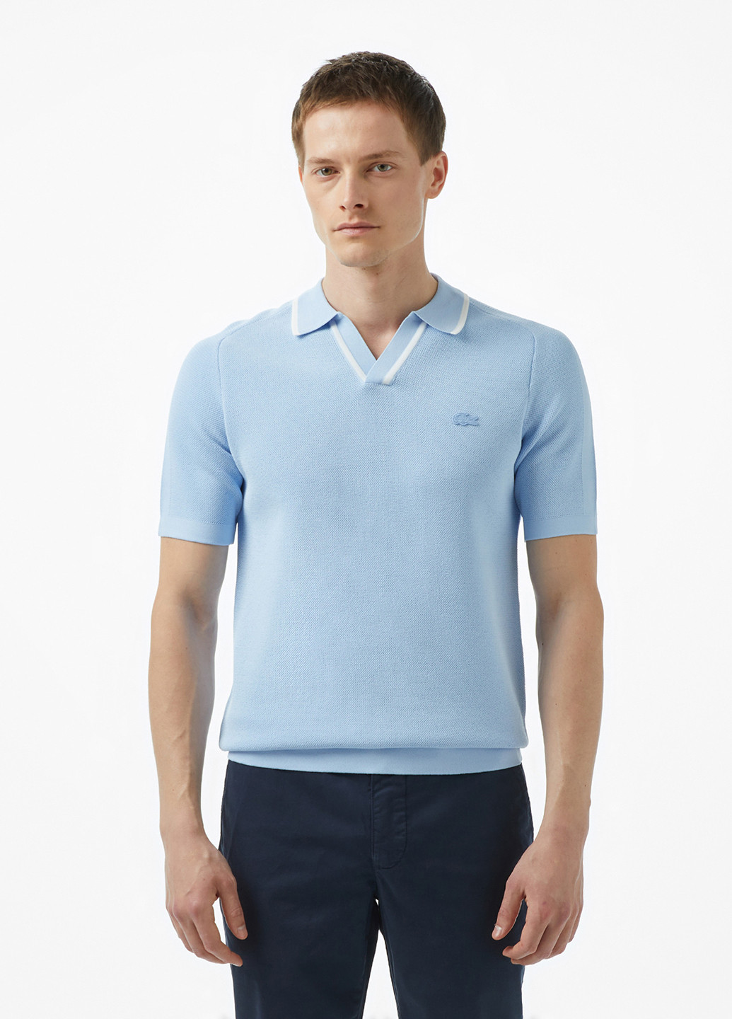 Светло-голубой футболка-поло для мужчин Lacoste однотонная