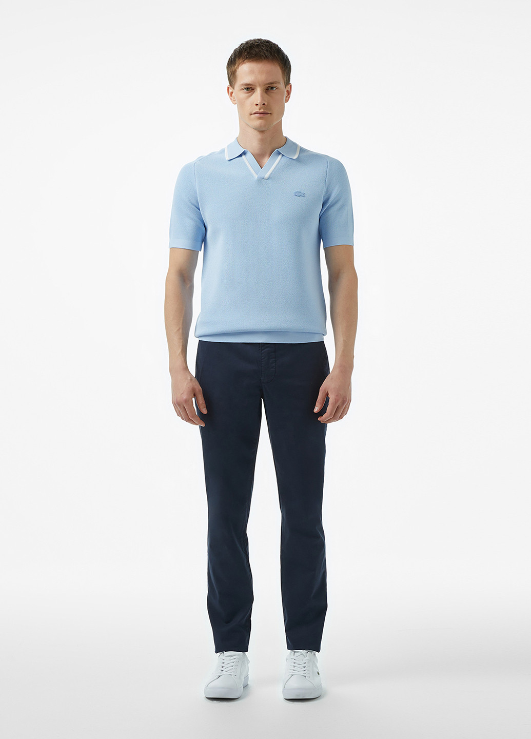 Светло-голубой футболка-поло для мужчин Lacoste однотонная