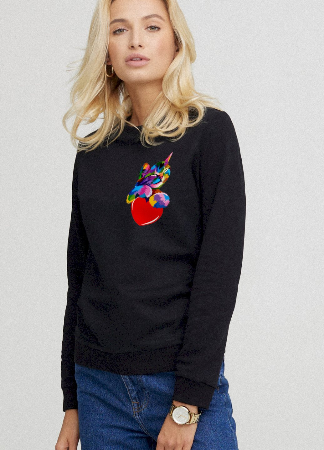 Чорний свитшот женский basic /no flis/ YAPPI (254658695)