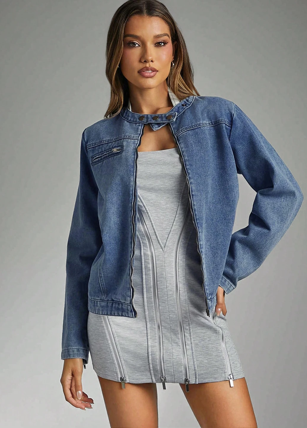 Блакитна демісезонна куртка SHEIN