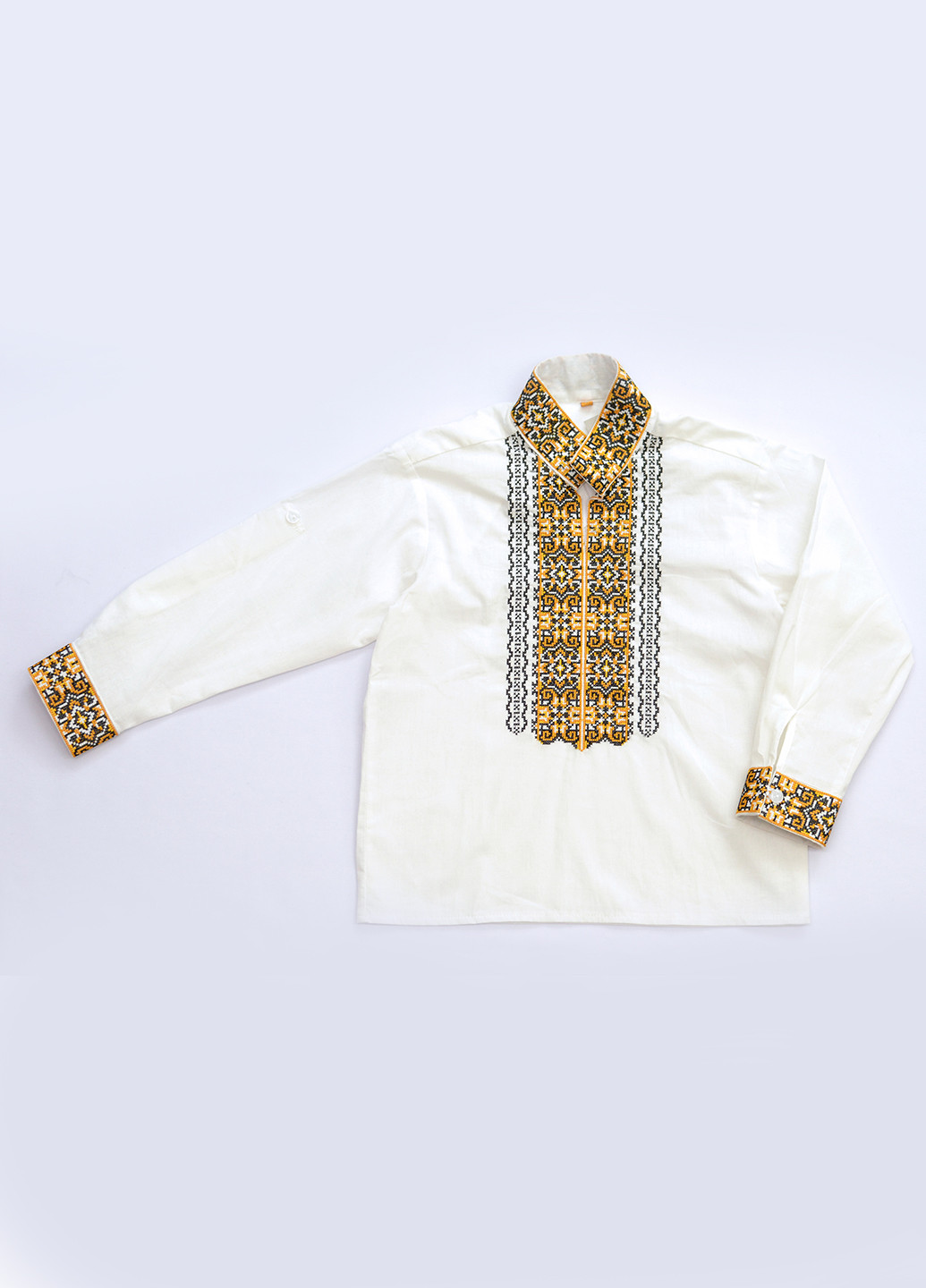 Белая кэжуал рубашка с орнаментом Piccolo L с длинным рукавом
