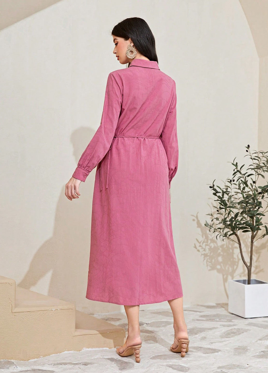 Рожева кежуал сукня сукня-сорочка SHEIN з малюнком