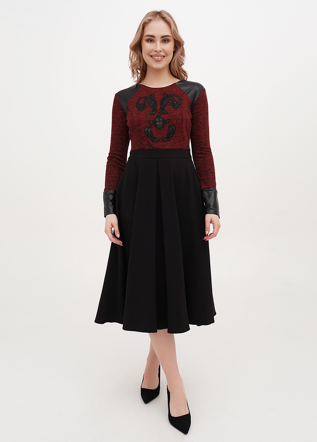 Червона кежуал сукня кльош Imperial колор блок