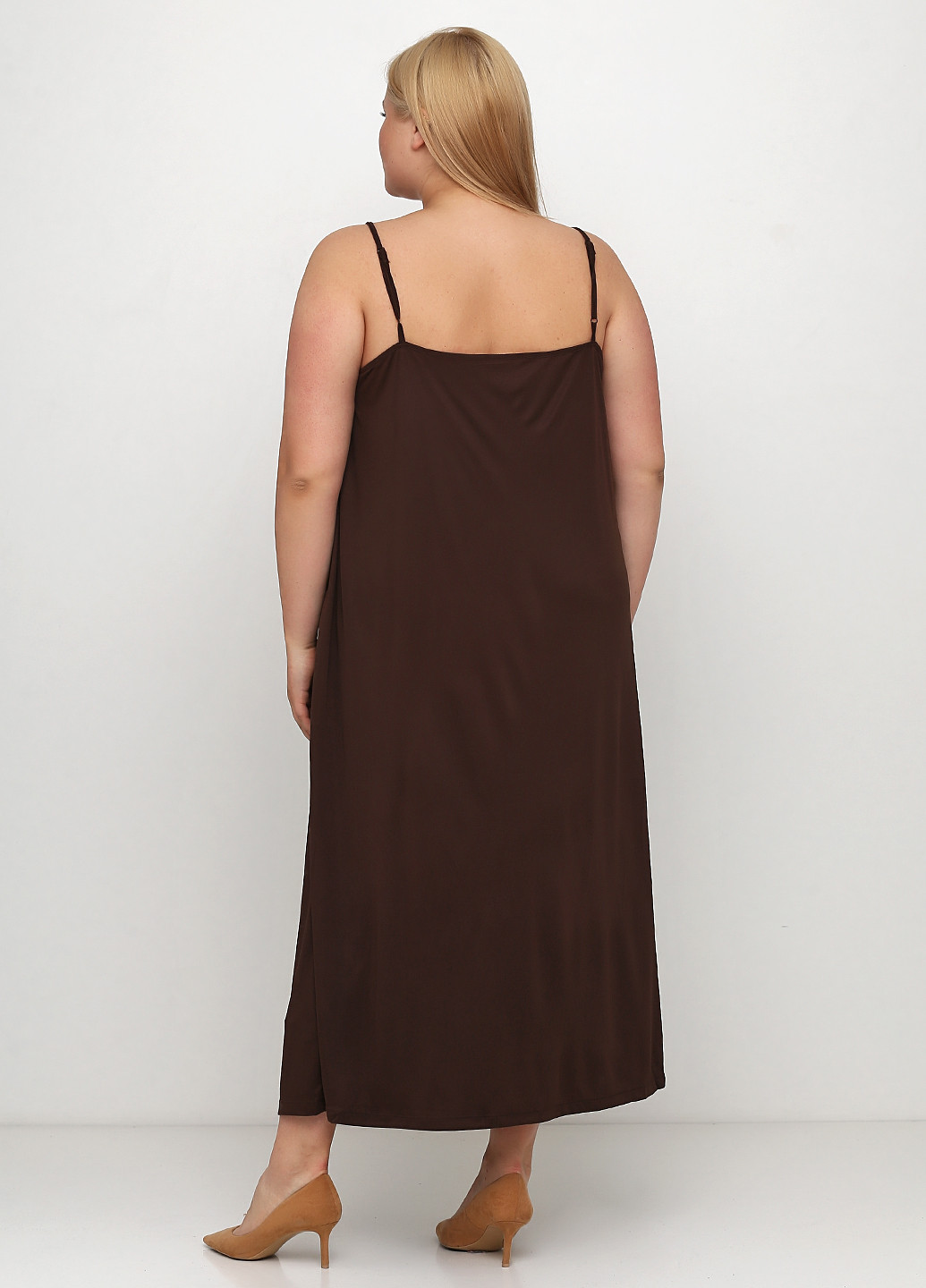 Сарафан H&M сукня-майка однотонний коричневий кежуал поліестер, трикотаж