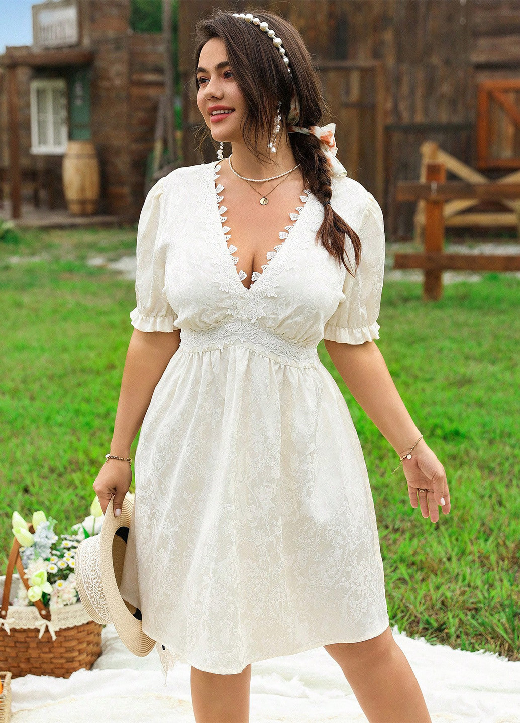 Молочна кежуал сукня кльош SHEIN однотонна