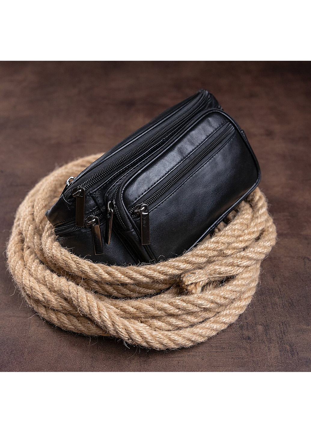 Сумка поясна з овечої шкіри 16х12х6 см Vintage (242189267)