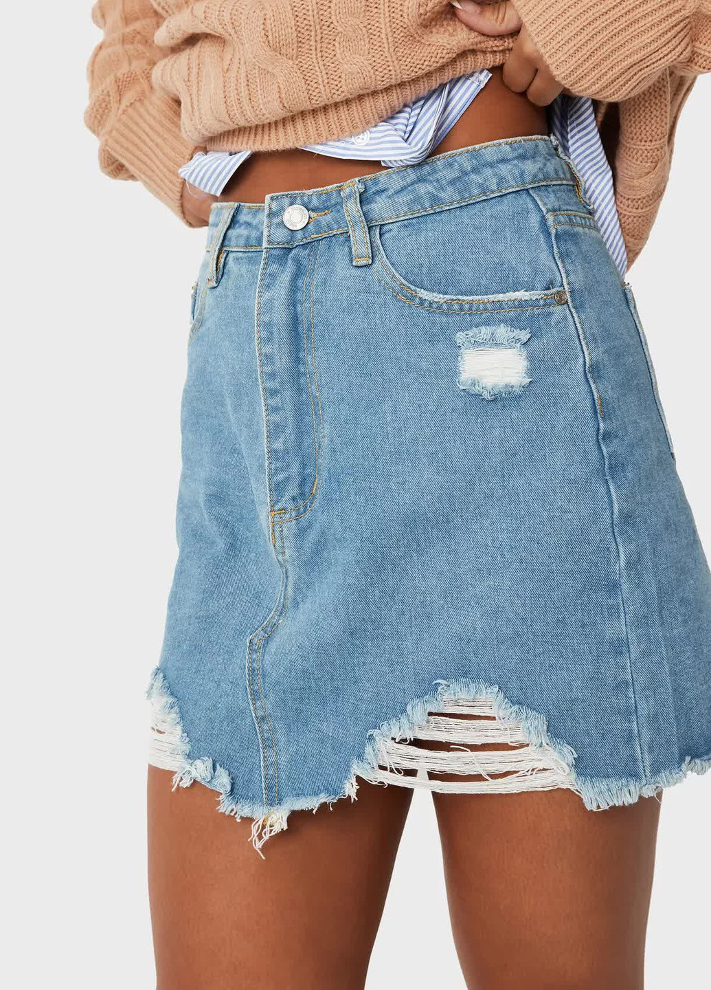 Голубая кэжуал однотонная юбка Missguided